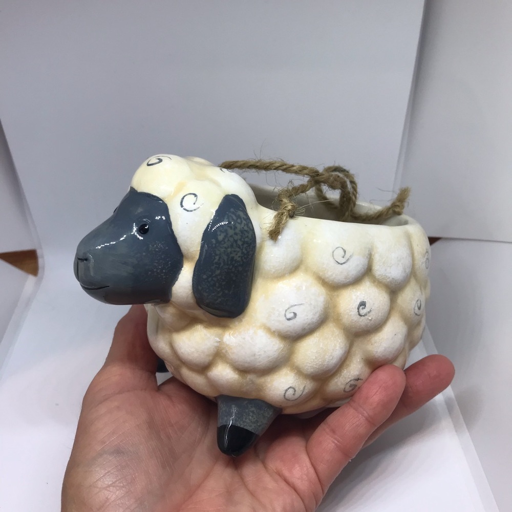 Glazed Ceramic Sheep Planter